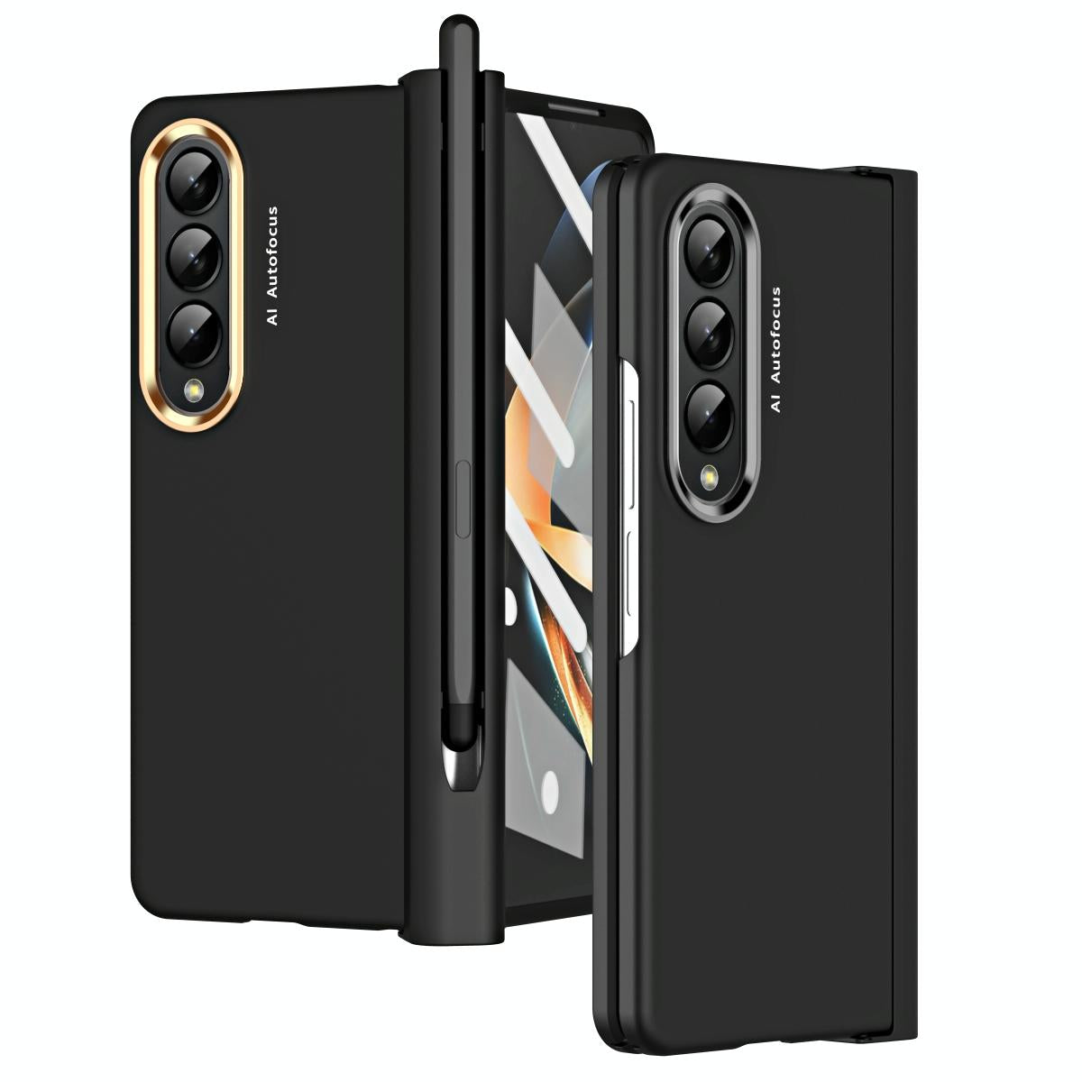 For Samsung Galaxy Z Fold4 5G Samsung Fold 4 Hinge Flip Case - Two Tone Contact Lens - Purple 13