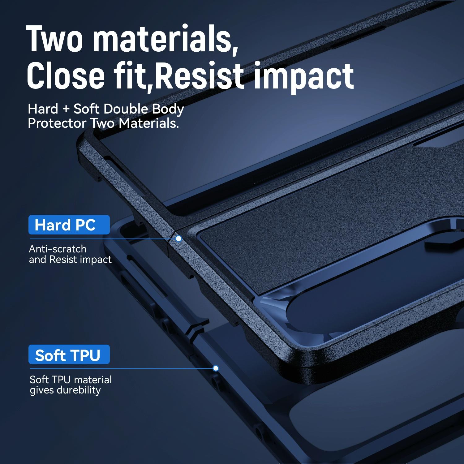 For Samsung Galaxy Z Fold4 5G Shockproof Case With Holder - Pc Tpu - Red + Black 5
