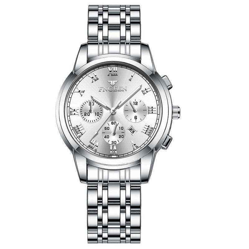 Stylish Women Quartz Watch with Luminous Display and Date - Gold White Surface 8