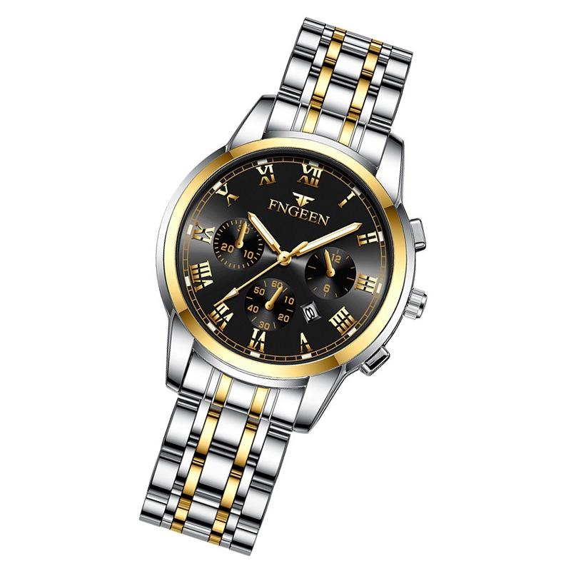 Stylish Women Quartz Watch with Luminous Display and Date - Gold White Surface 13
