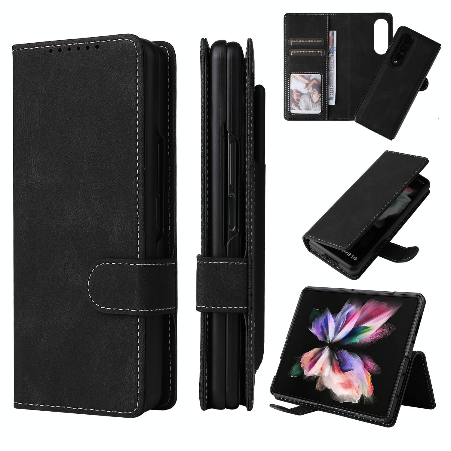 For Samsung Galaxy Z Fold4 5G Foldable Leather Case - Detachable - Black