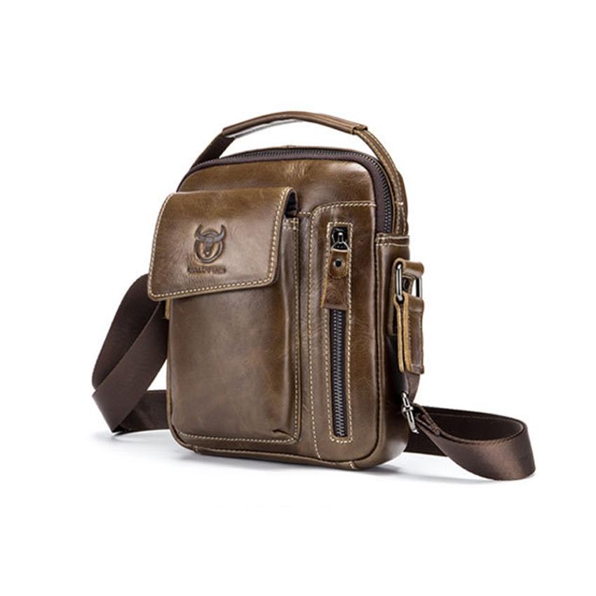 Soft Leather Messenger Bag For Men - Chestnut Brown 10