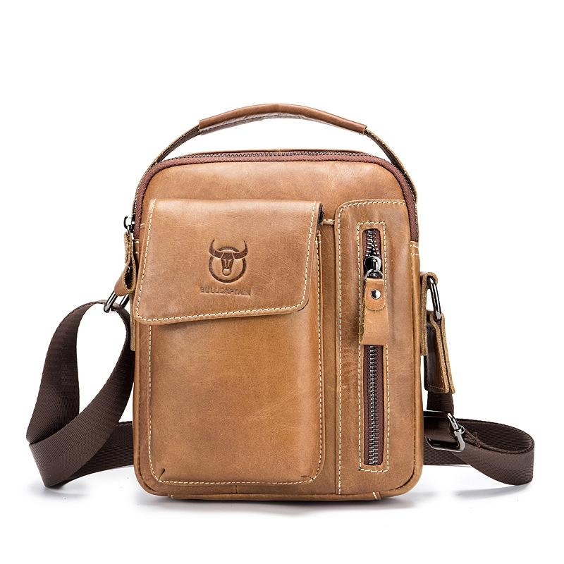 Soft Leather Messenger Bag For Men - Chestnut Brown 11