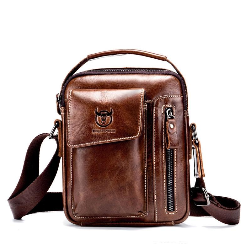 Soft Leather Messenger Bag For Men - Chestnut Brown 13