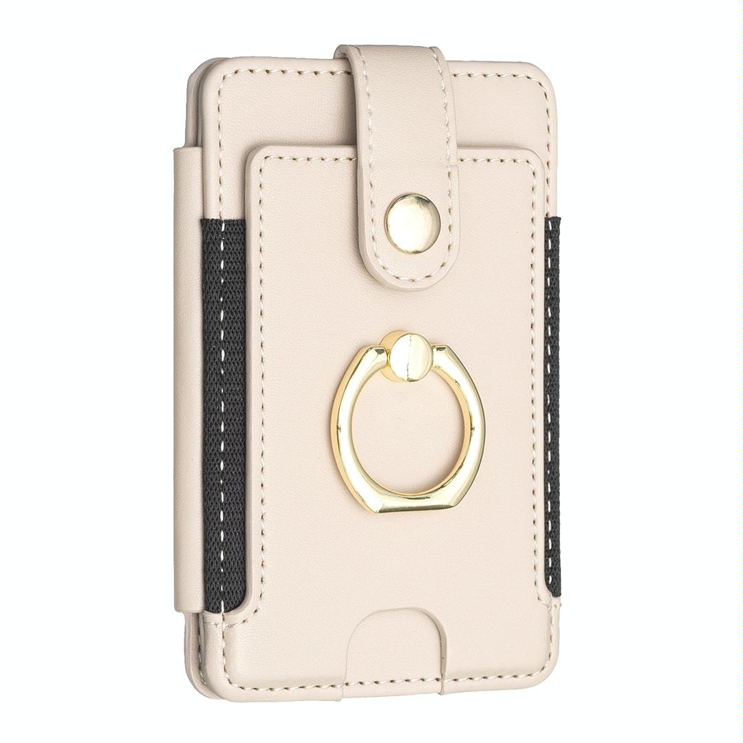 Metal Ring Card Bag Sticker For Mobile Phones - Beige