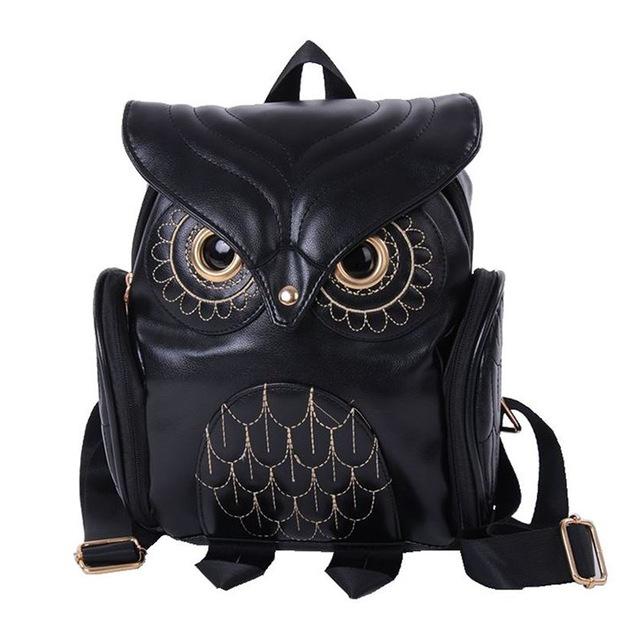 Women Owl Print Pu Backpack - Colourful and Stylish - Gold