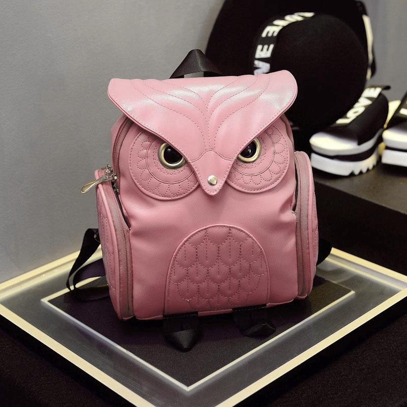 Women Owl Print Pu Backpack - Colourful and Stylish - Gold 5