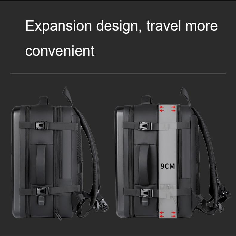 Waterproof Expandable Hard Shell Backpack with Usb Charging - Large Capacity Black - 162 Black 6