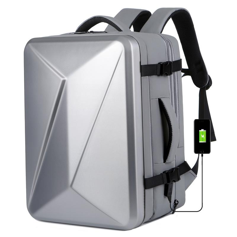 Waterproof Expandable Hard Shell Backpack with Usb Charging - Large Capacity Black - 162 Black 14