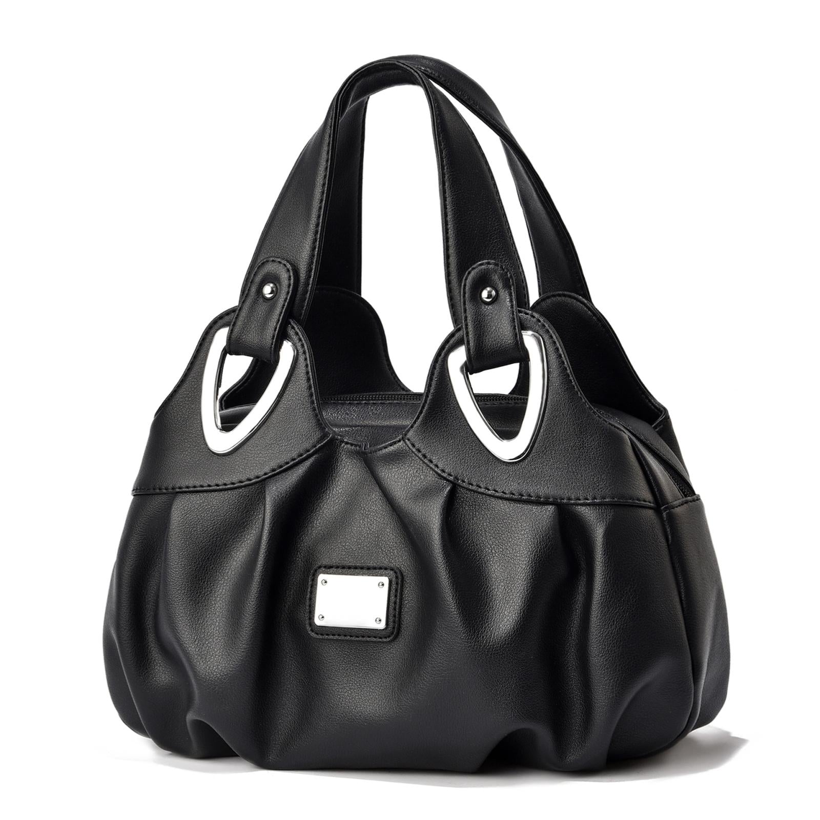 Soft Leather Women Handbag - White Handle Red Flower