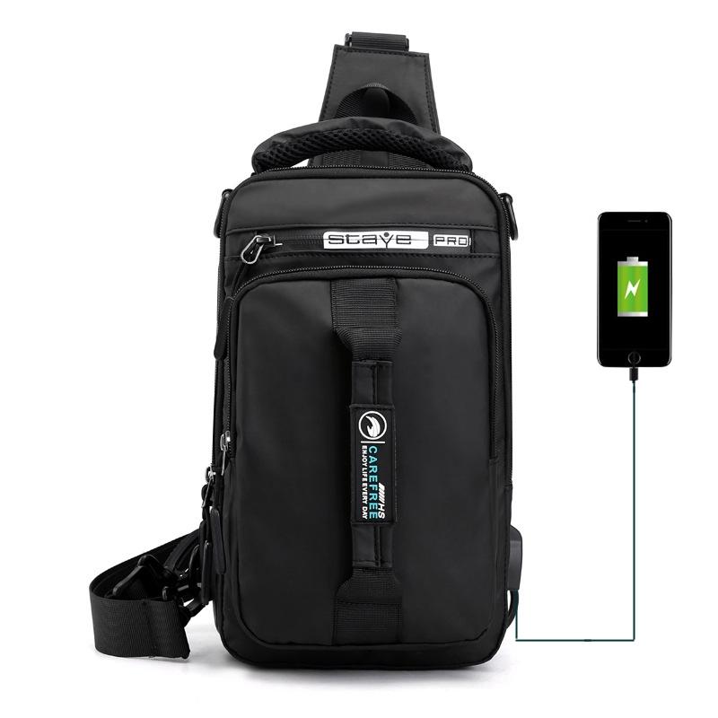 Men Multifunctional Chest Bag Usb Charging Port Single / Double Shoulder - Grey 9