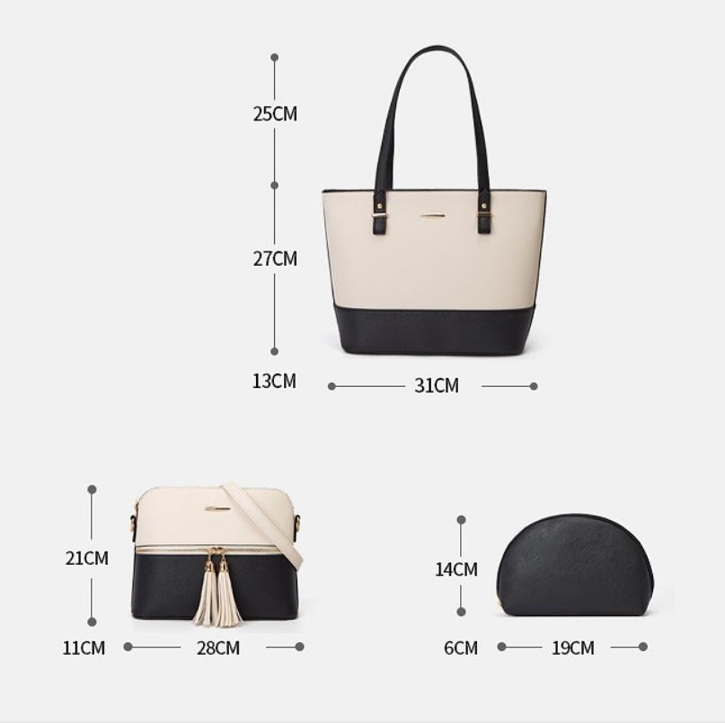 Large Capacity Fashion Handbag with Diagonal Design and Letter Detail - White Pink 7