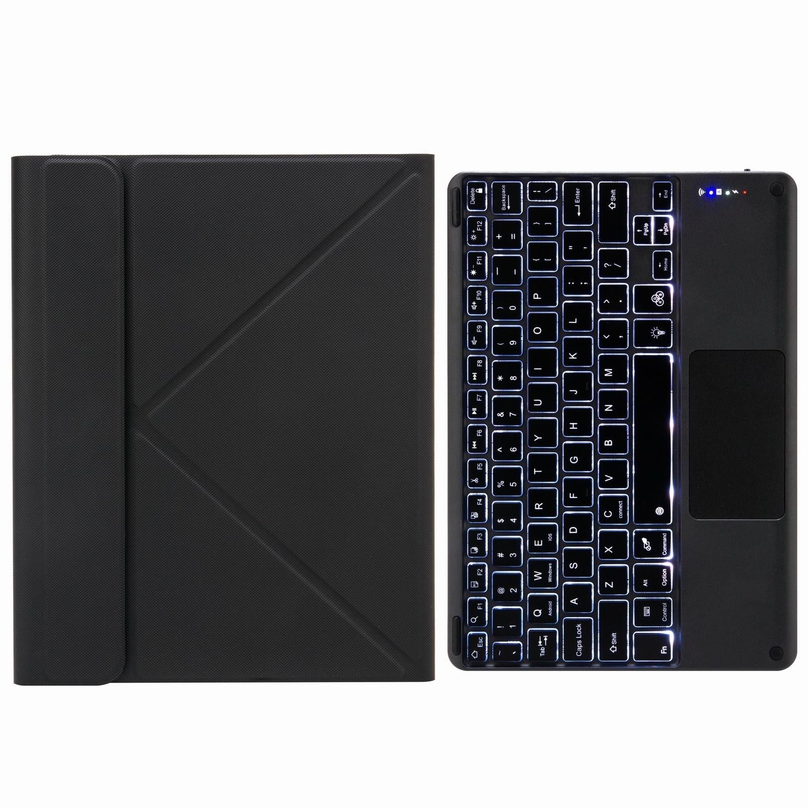 Bluetooth Keyboard Leather Case For Ipad 10.2 / Pro 10.5 - Touch Backlight Three-Fold Holder - Black 8