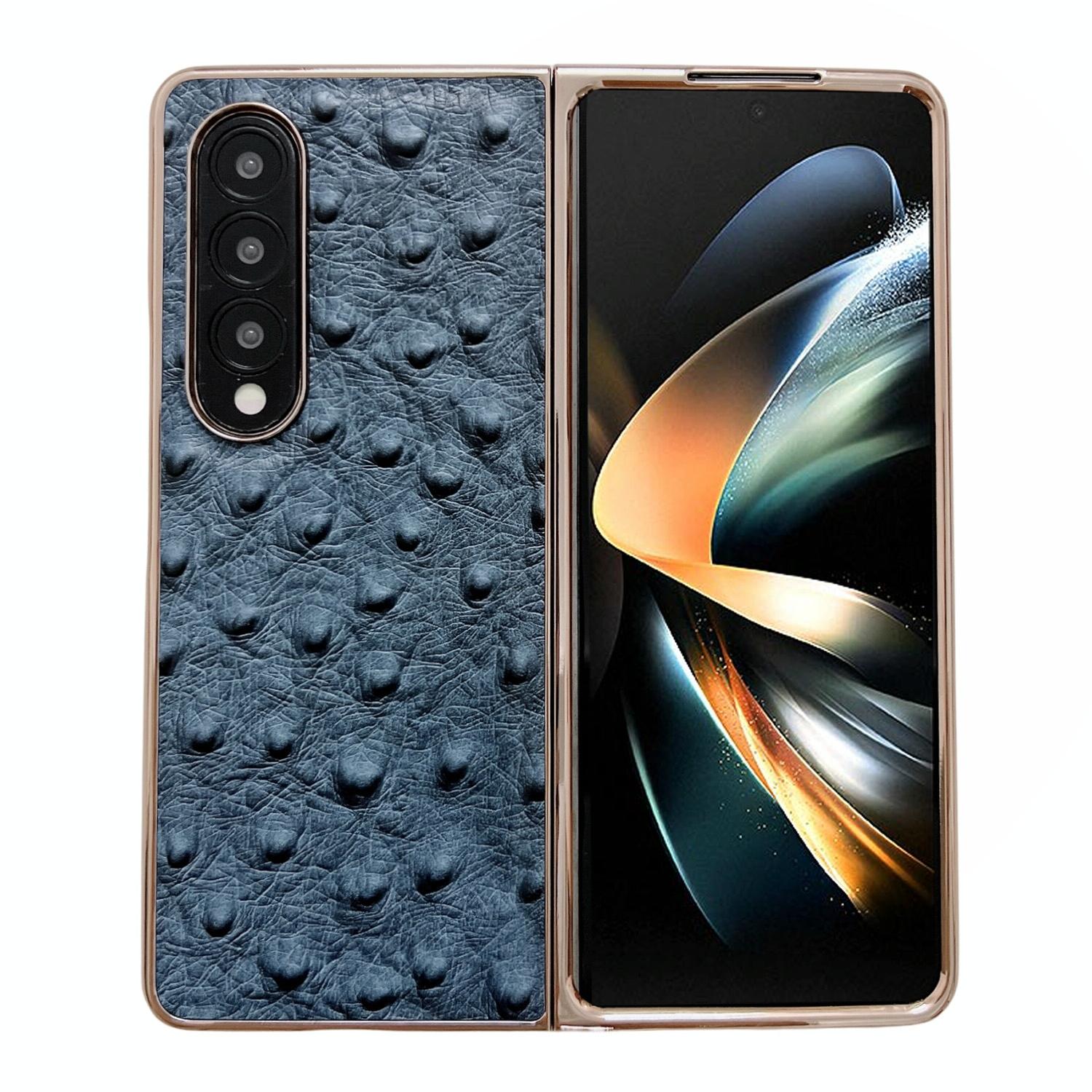 For Samsung Galaxy Z Fold4 5G Ostrich Leather Phone Case - Green 11
