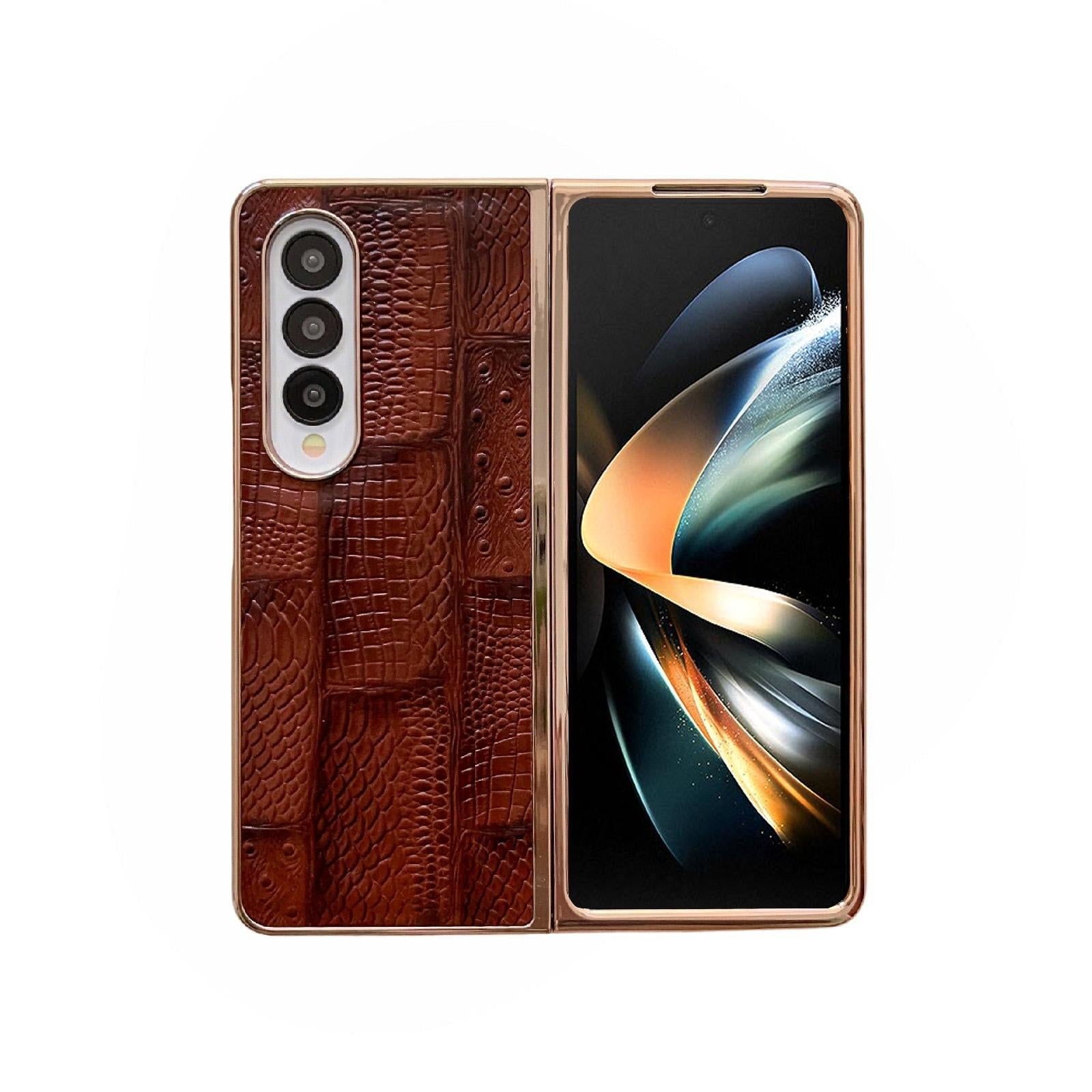 For Samsung Galaxy Z Fold4 5G Leather Mahjong Phone Case - Electroplated - Green 8