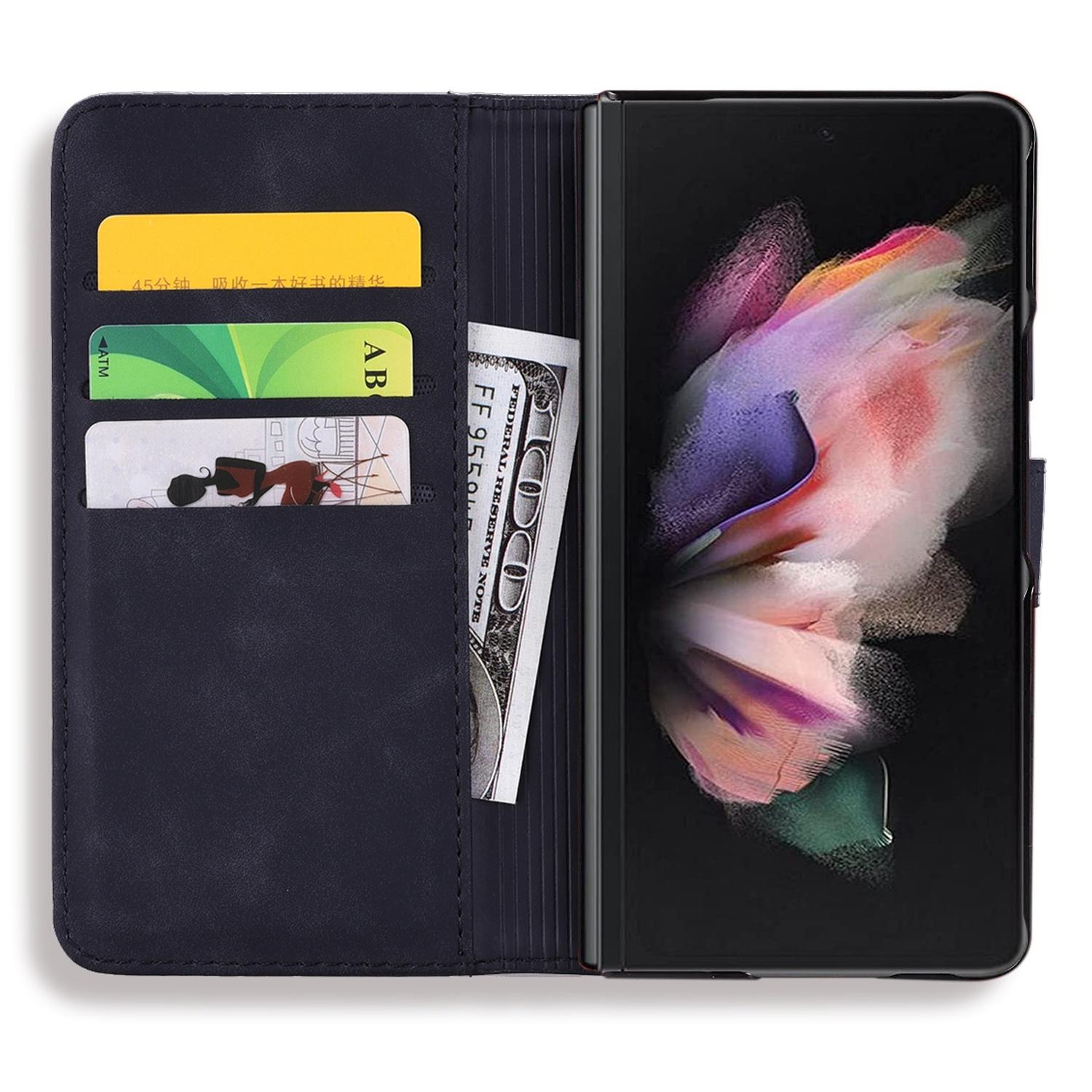 For Samsung Galaxy Z Fold4 5G Dual Fold Mandala Leather Case - Embossed Design - Purple 4