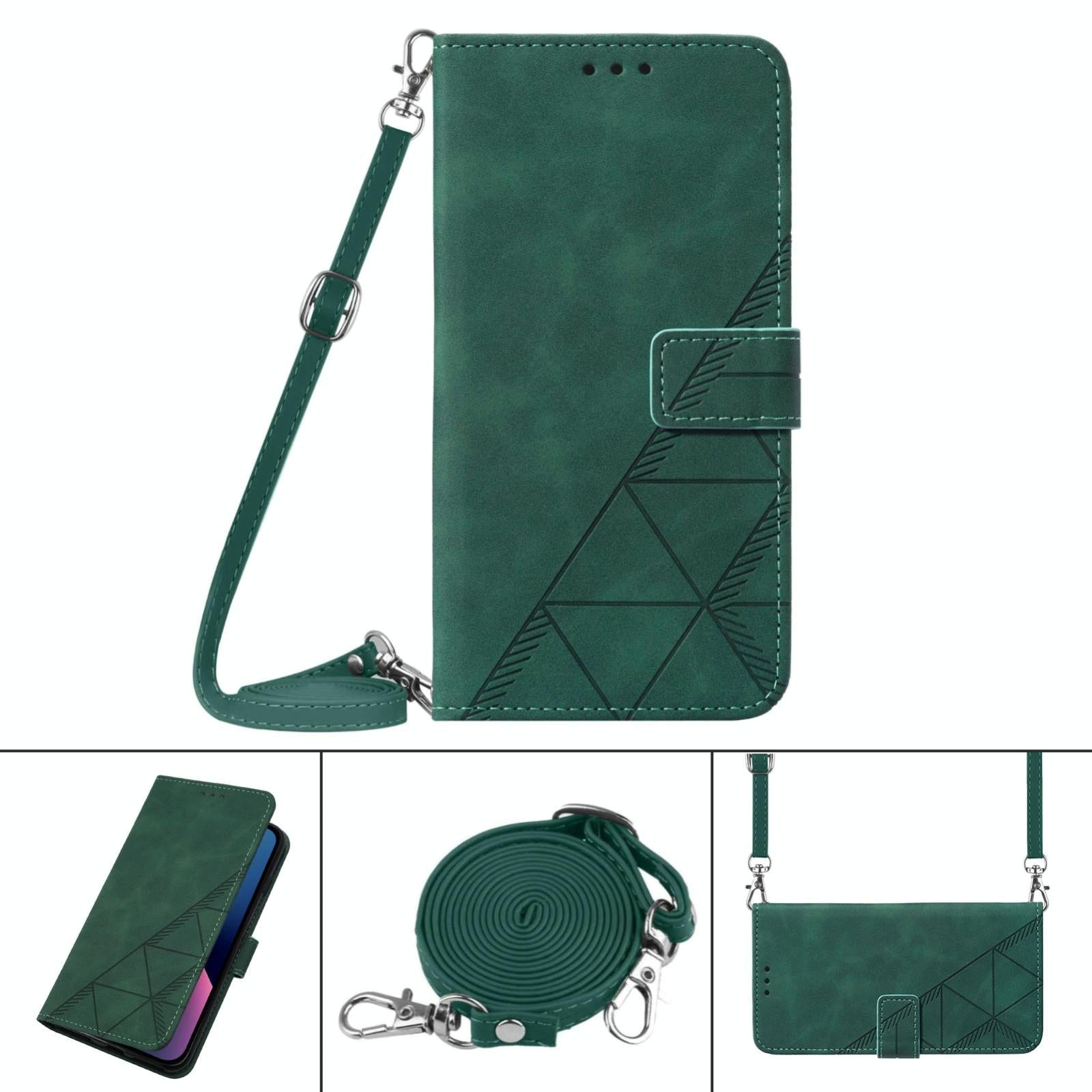 For Samsung Galaxy z Fold4 5G Embossed Leather Flip Crossbody Phone Case - 3d Design - Black 3