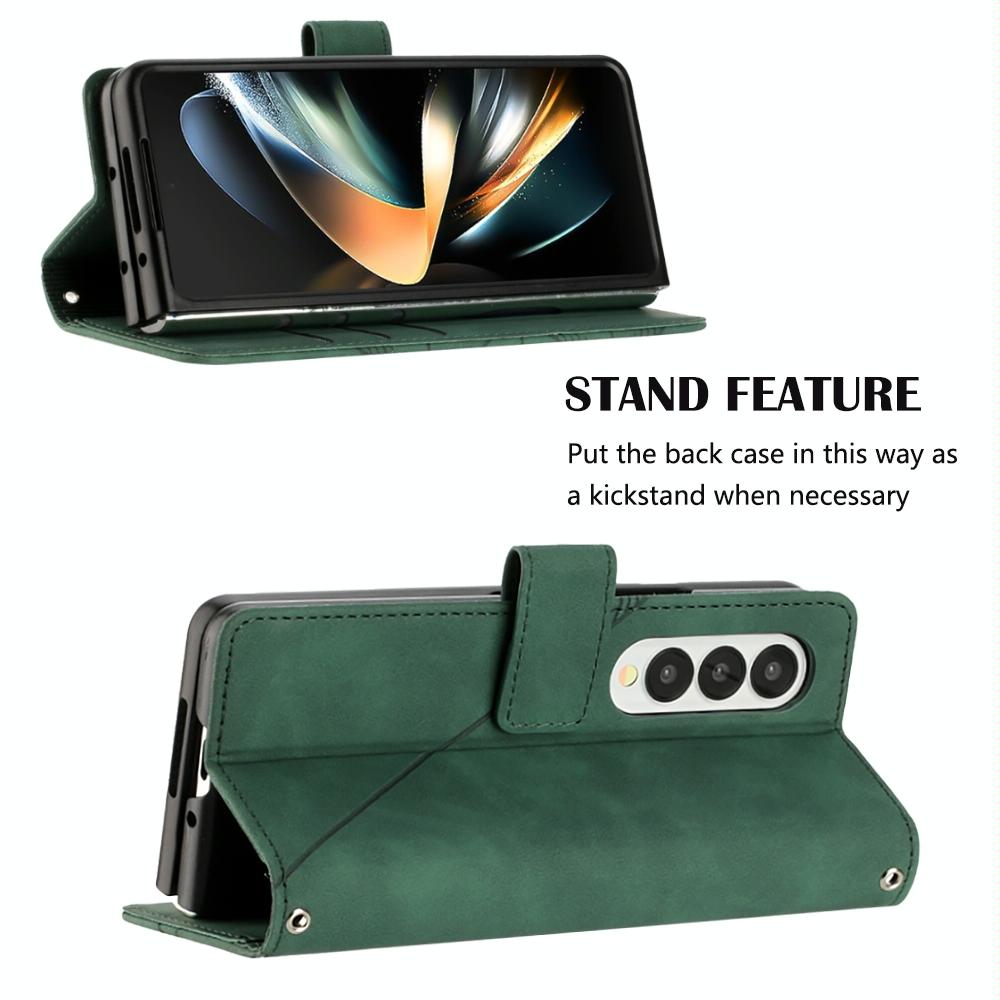 For Samsung Galaxy z Fold4 5G Embossed Leather Flip Crossbody Phone Case - 3d Design - Black 4