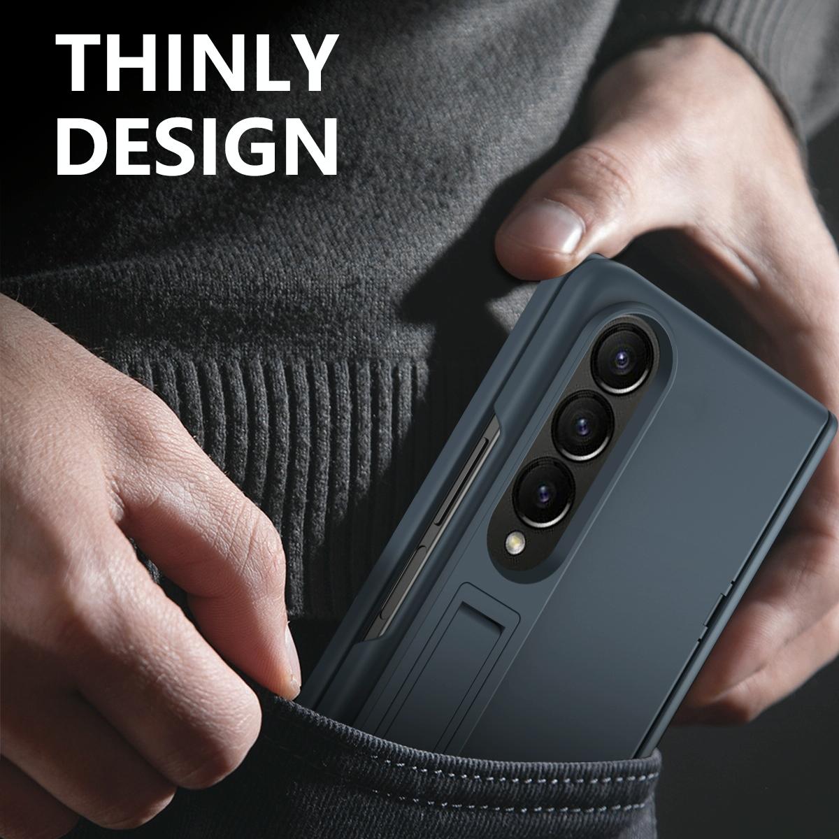 For Samsung Galaxy Z Fold4 5G Shockproof Case With Holder - All-Inclusive - Black 6