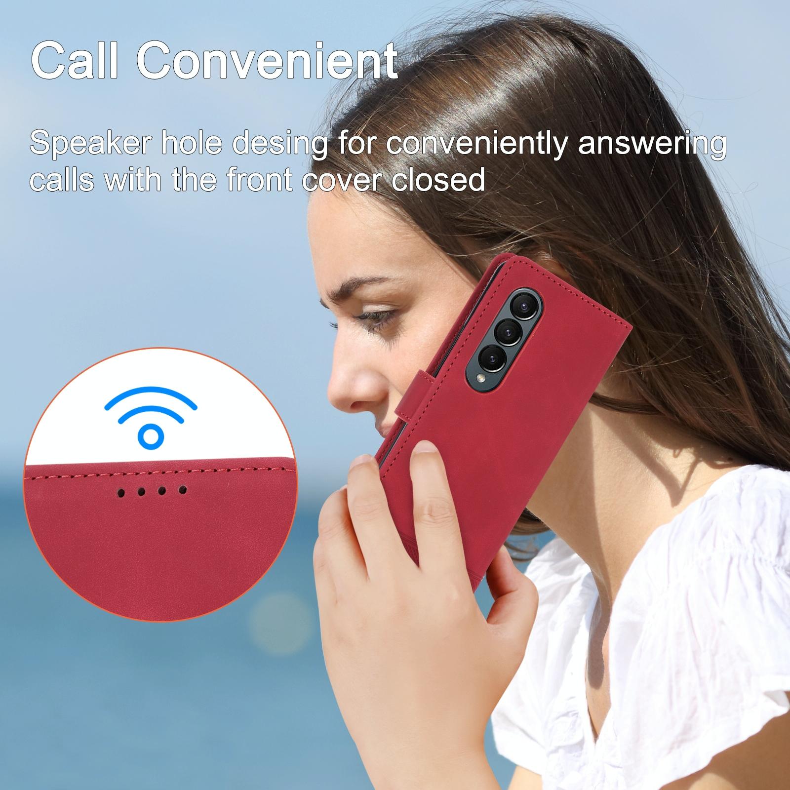 For Samsung Galaxy Z Fold4 5G Premium Leather Tpu Case - Red 8