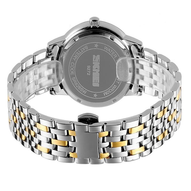 Waterproof Quartz Watch with Stainless Steel Buckle Strap for Women - Silver Shell Silver Surface 11