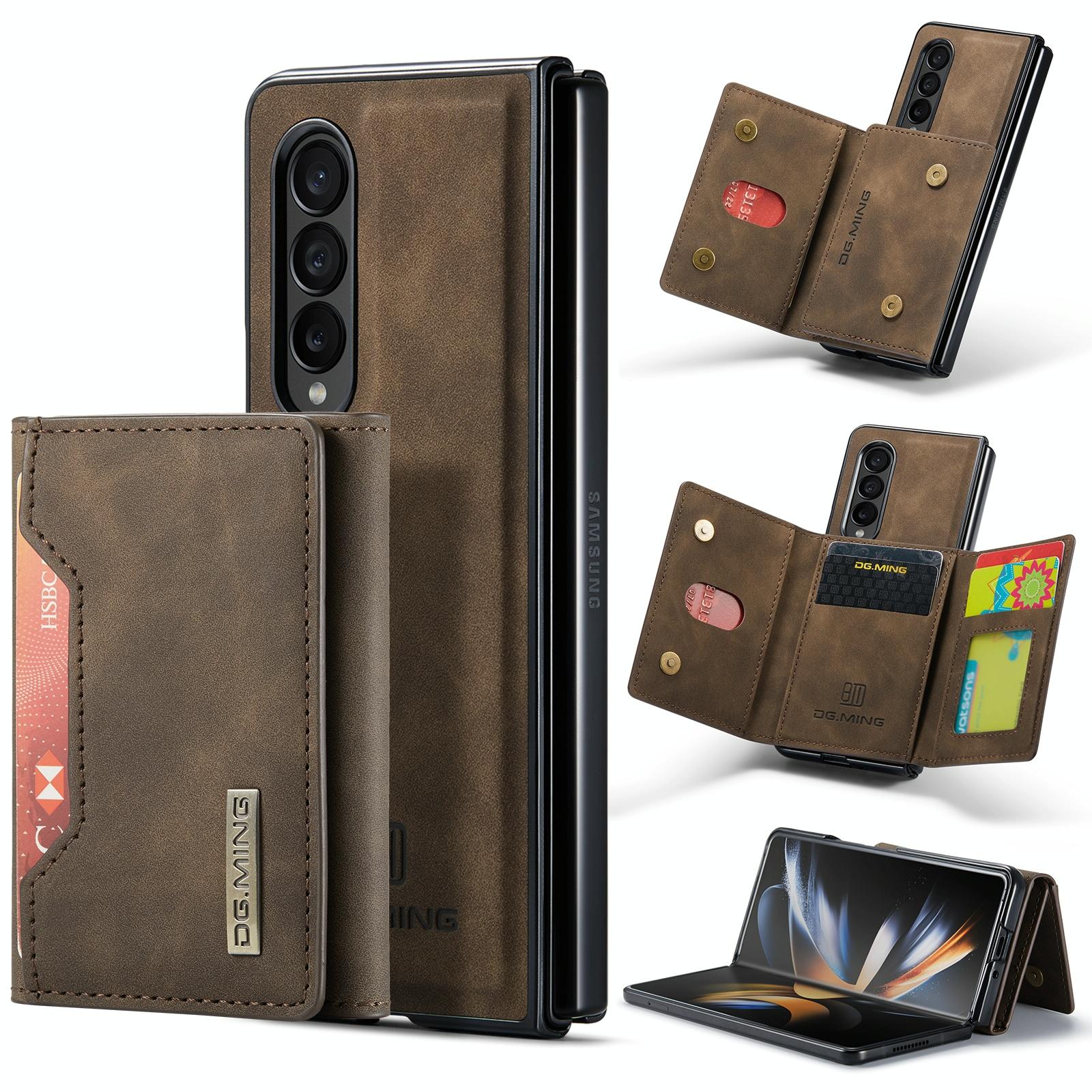 For Samsung Galaxy Z Fold4 5G Multi-Card Phone Case - Fits Dg.Ming M2 Series - Brown 8