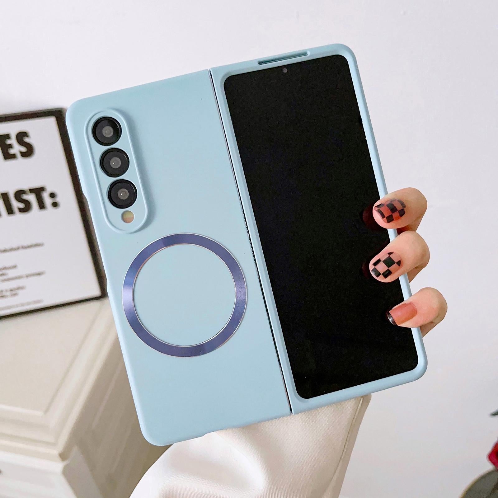 For Samsung Galaxy Z Fold4 5G Magnetic Skin Case - Magsafe - Blue 8