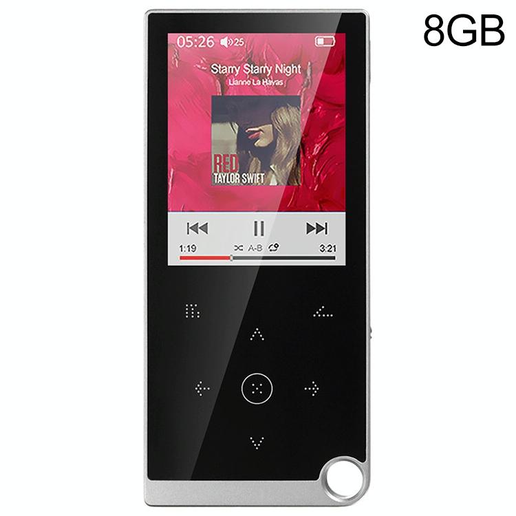 2.4 Inch Touch Mp4 / Mp3 Player 8Gb Memory E Book / Alarm / Timer No Bluetooth - Silver Grey