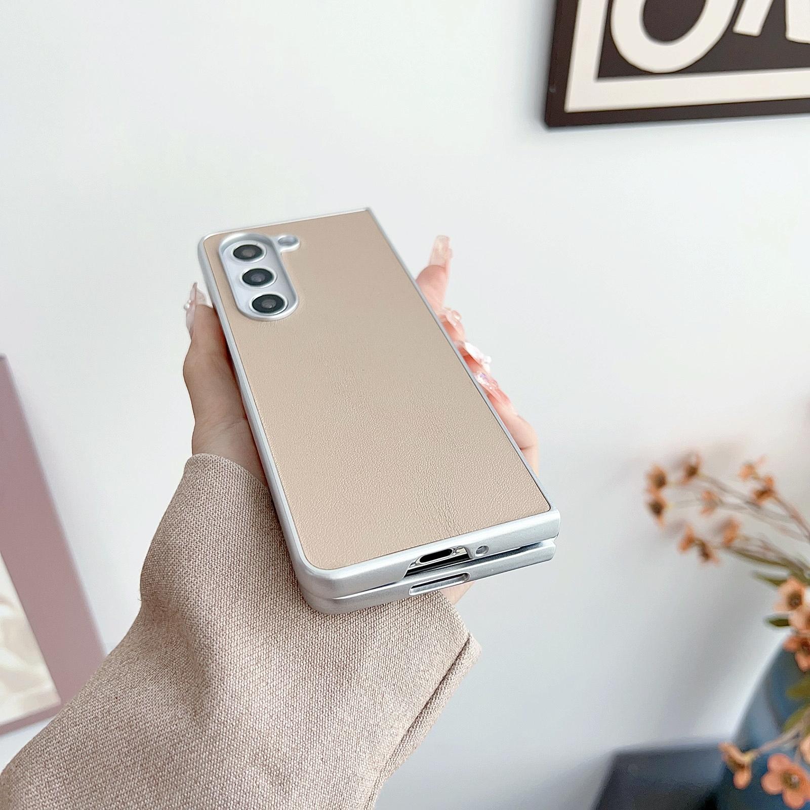 For Samsung Galaxy Z Fold4 5G Shiny Leather Phone Case With Metallic Finish - Green 5