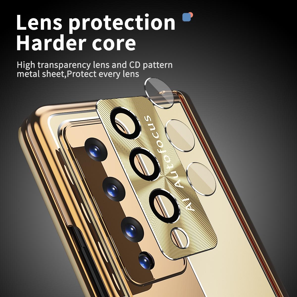 For Samsung Galaxy Z Fold4 5G Shockproof Aluminum Double Hinge Case - Silver Gold 13