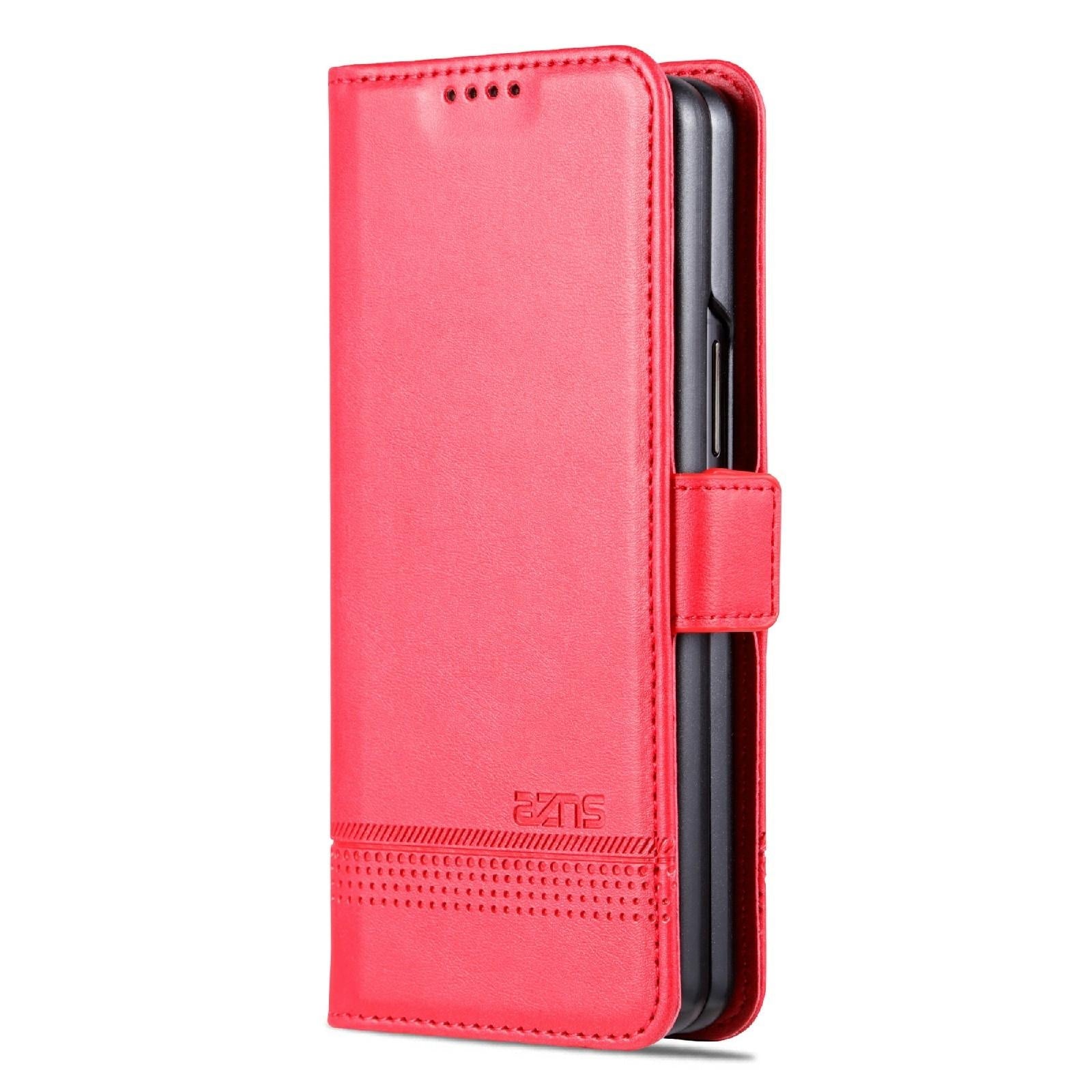 For Samsung Galaxy Z Fold4 5G Leather Magnetic Phone Case - Calf Texture - Light Brown 14