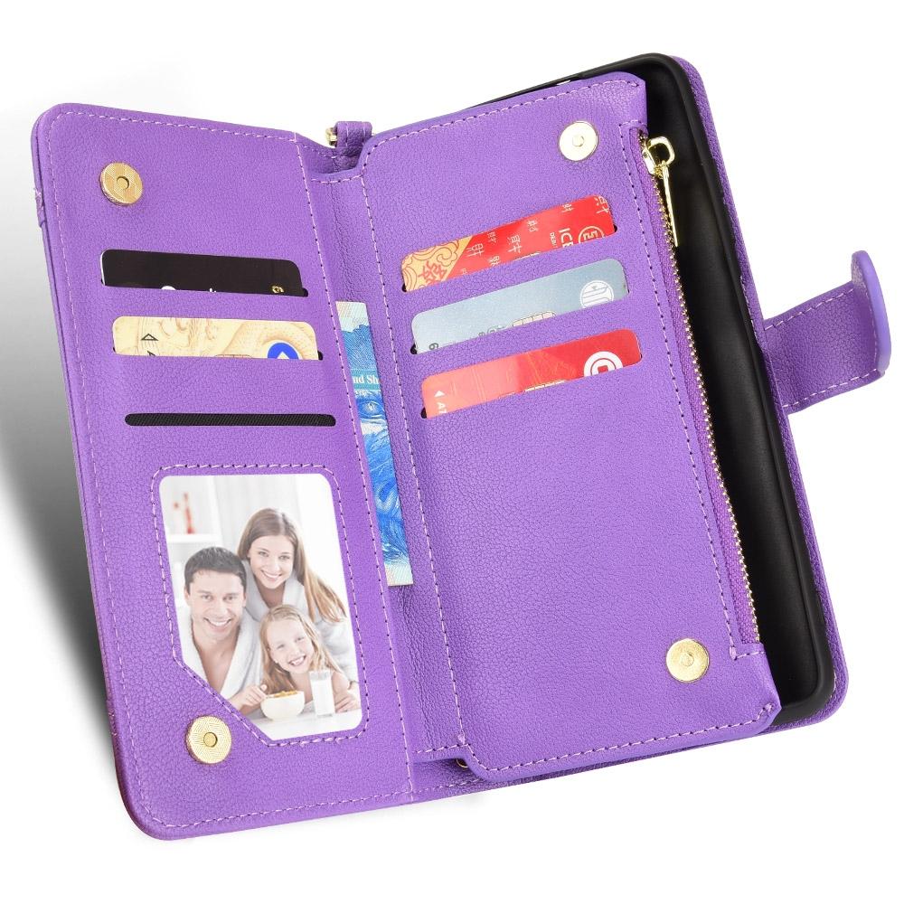 For Samsung Galaxy z Fold4 5G Zipper Leather Phone Case with Litchi Texture - Purple 12