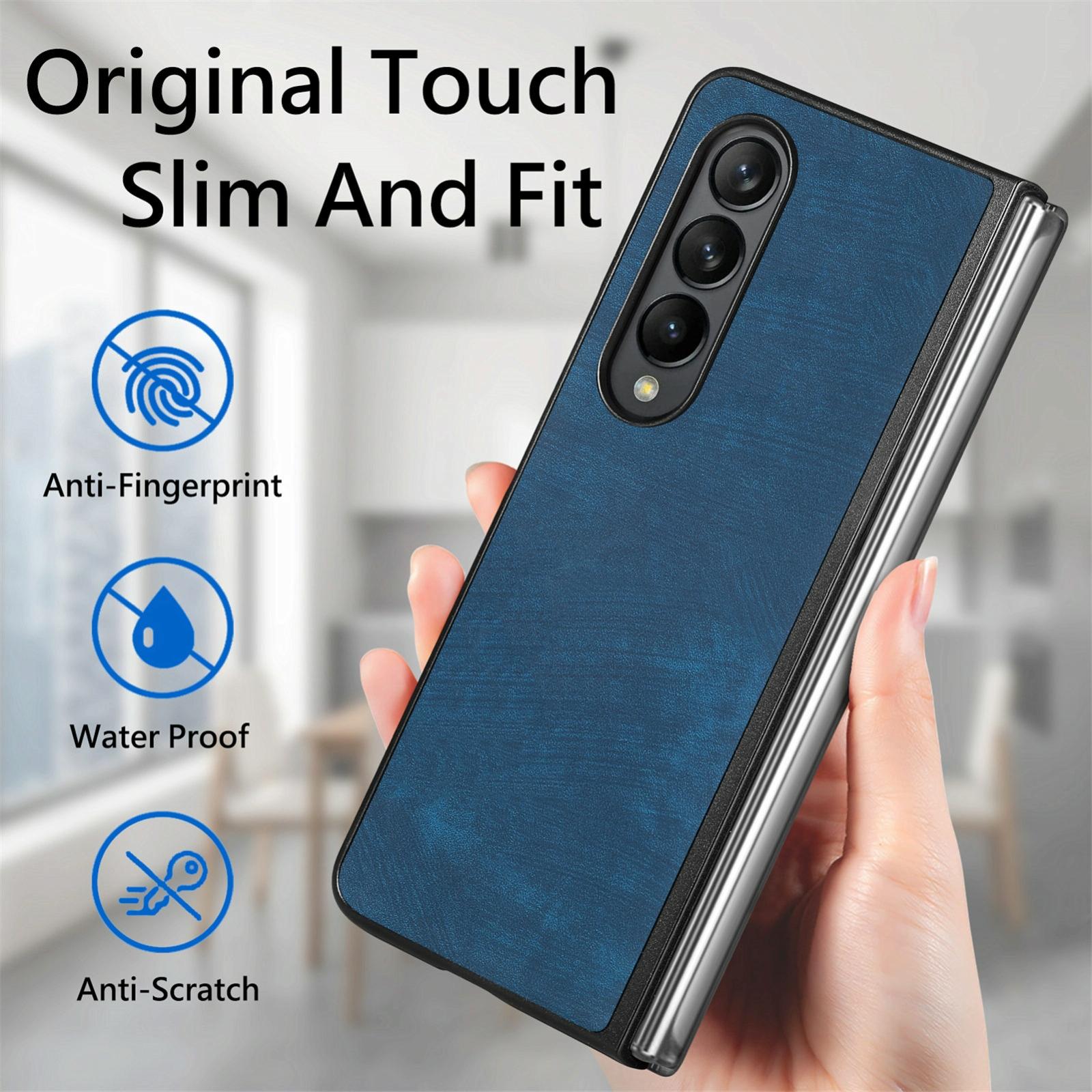 For Samsung Galaxy Z Fold4 5G Pu Back Cover - Solid Colour - Blue 4