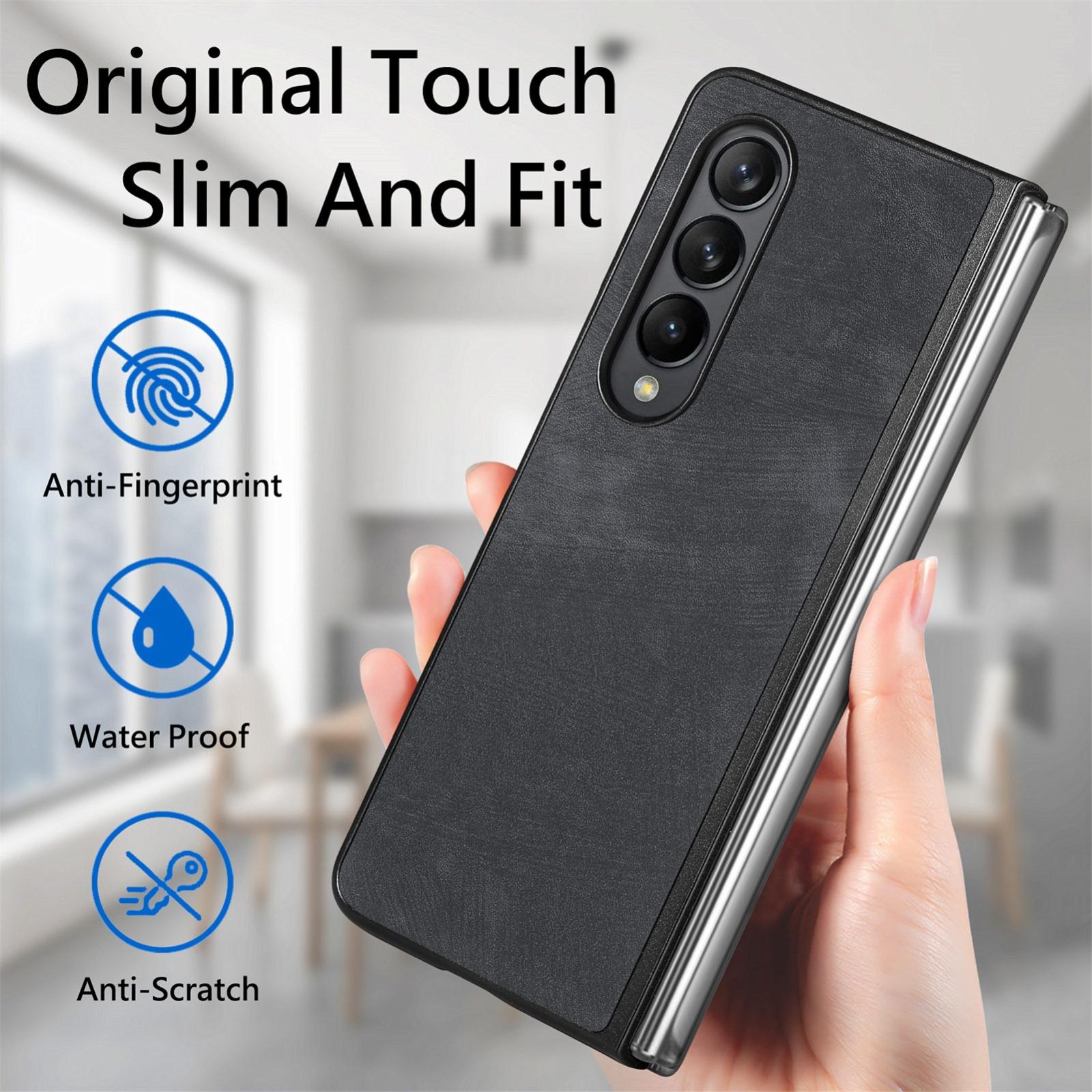 For Samsung Galaxy Z Fold4 5G Pu Back Cover - Solid Colour - Blue 9