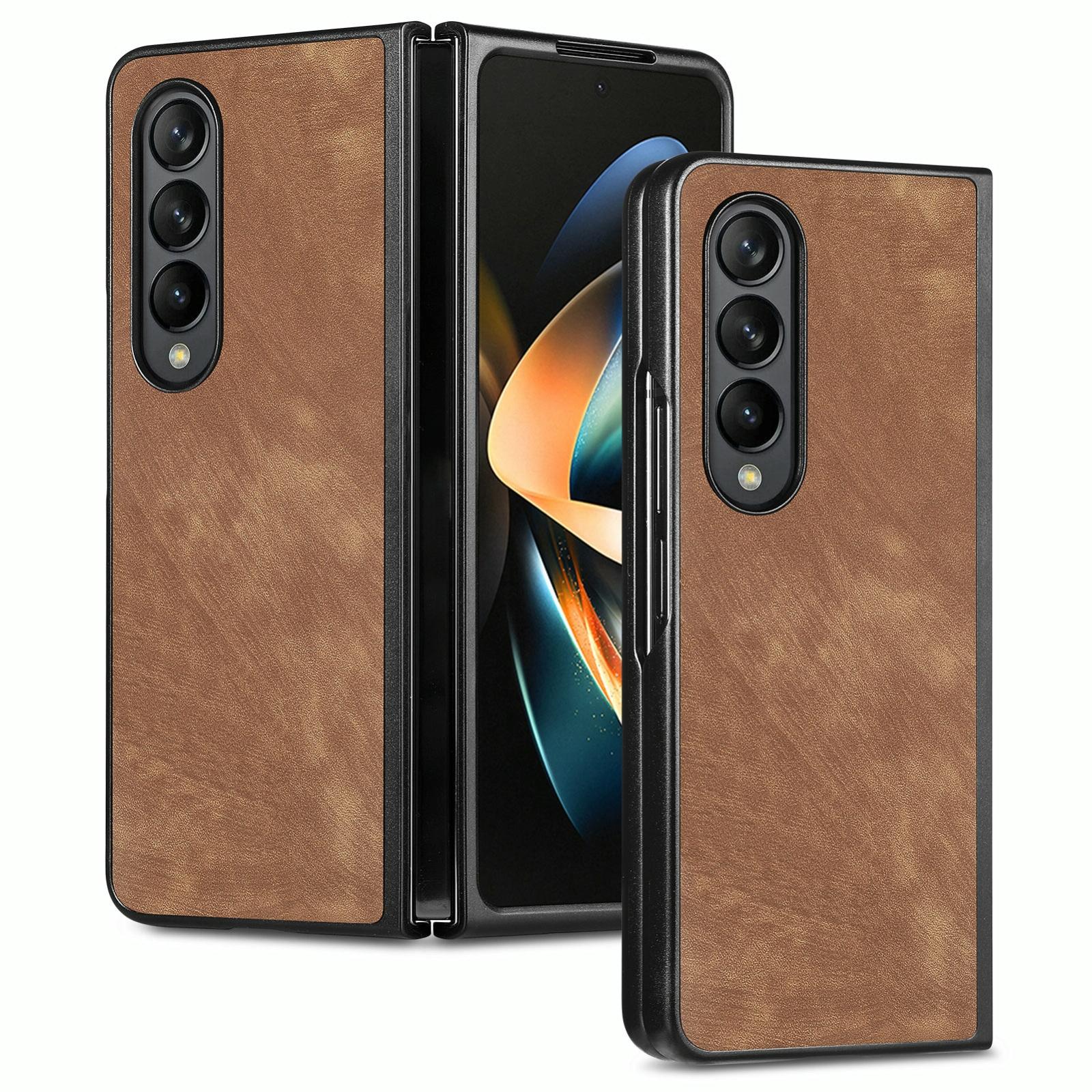 For Samsung Galaxy Z Fold4 5G Pu Back Cover - Solid Colour - Blue 10