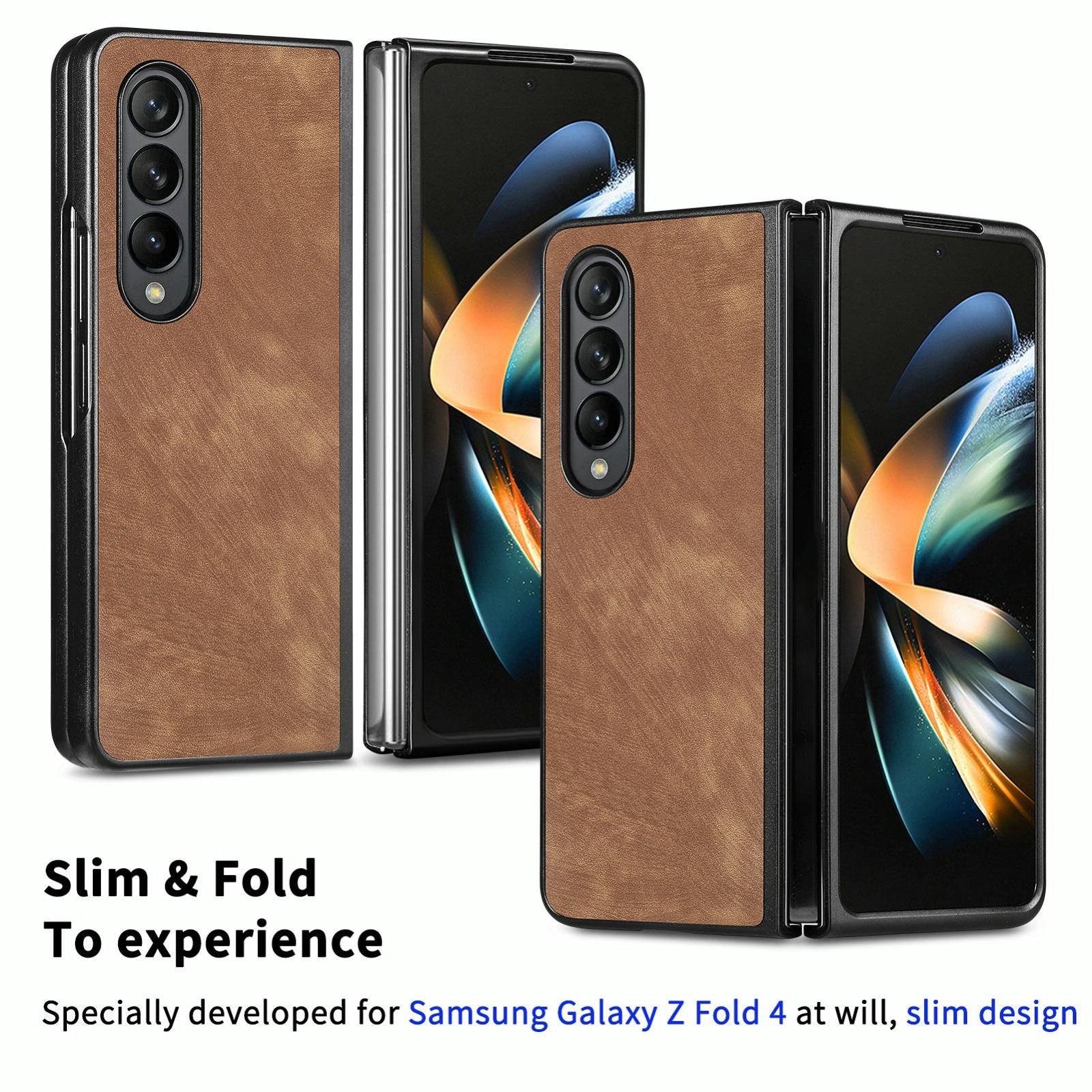 For Samsung Galaxy Z Fold4 5G Pu Back Cover - Solid Colour - Blue 12