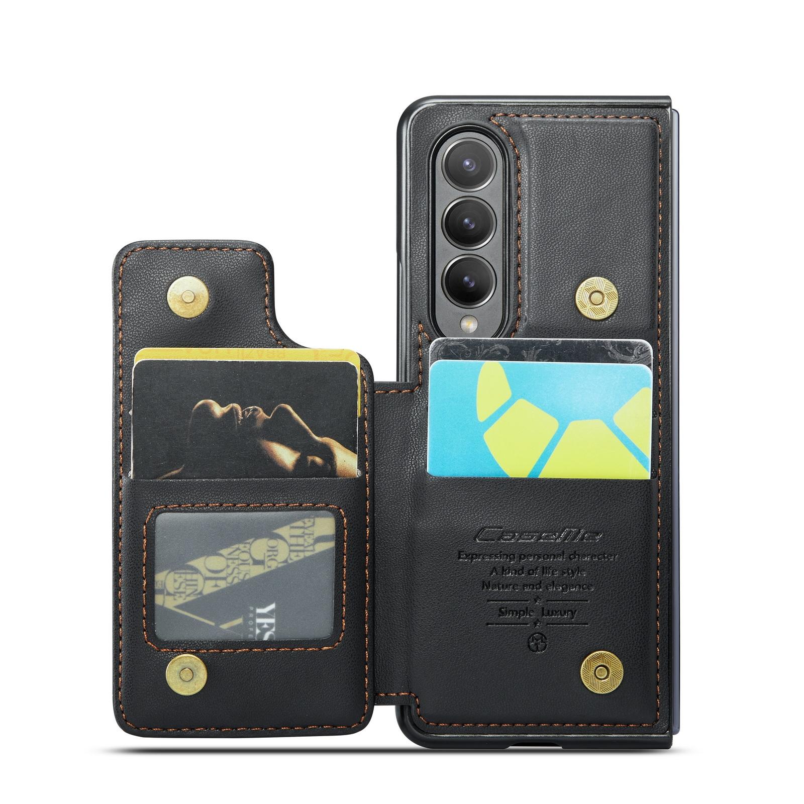 For Samsung Galaxy Z Fold4 5G Leather Rfid Phone Case - Blue Green 4