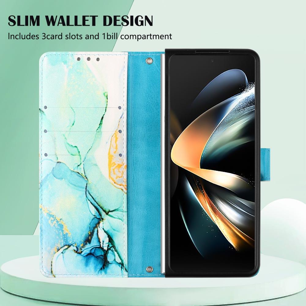 For Samsung Galaxy Z Fold4 5G Marble Leather Flip Case - Rose Gold Ls005 14