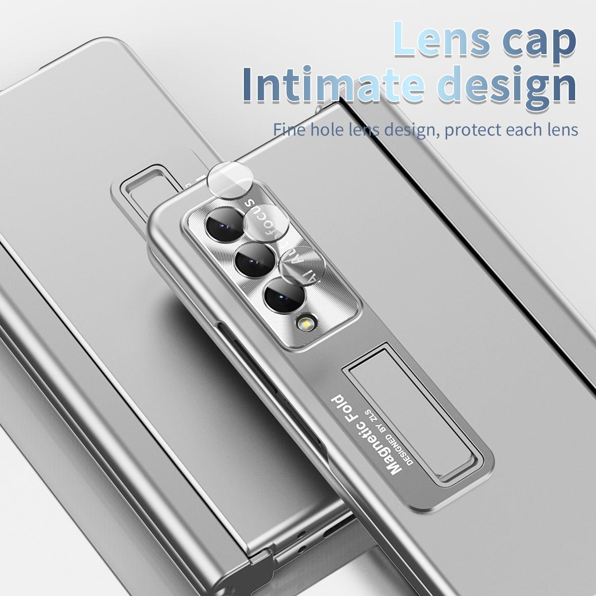 For Samsung Galaxy Z Fold4 5G Foldable Phone Case With Pen Slot - Electroplated - Blue 4