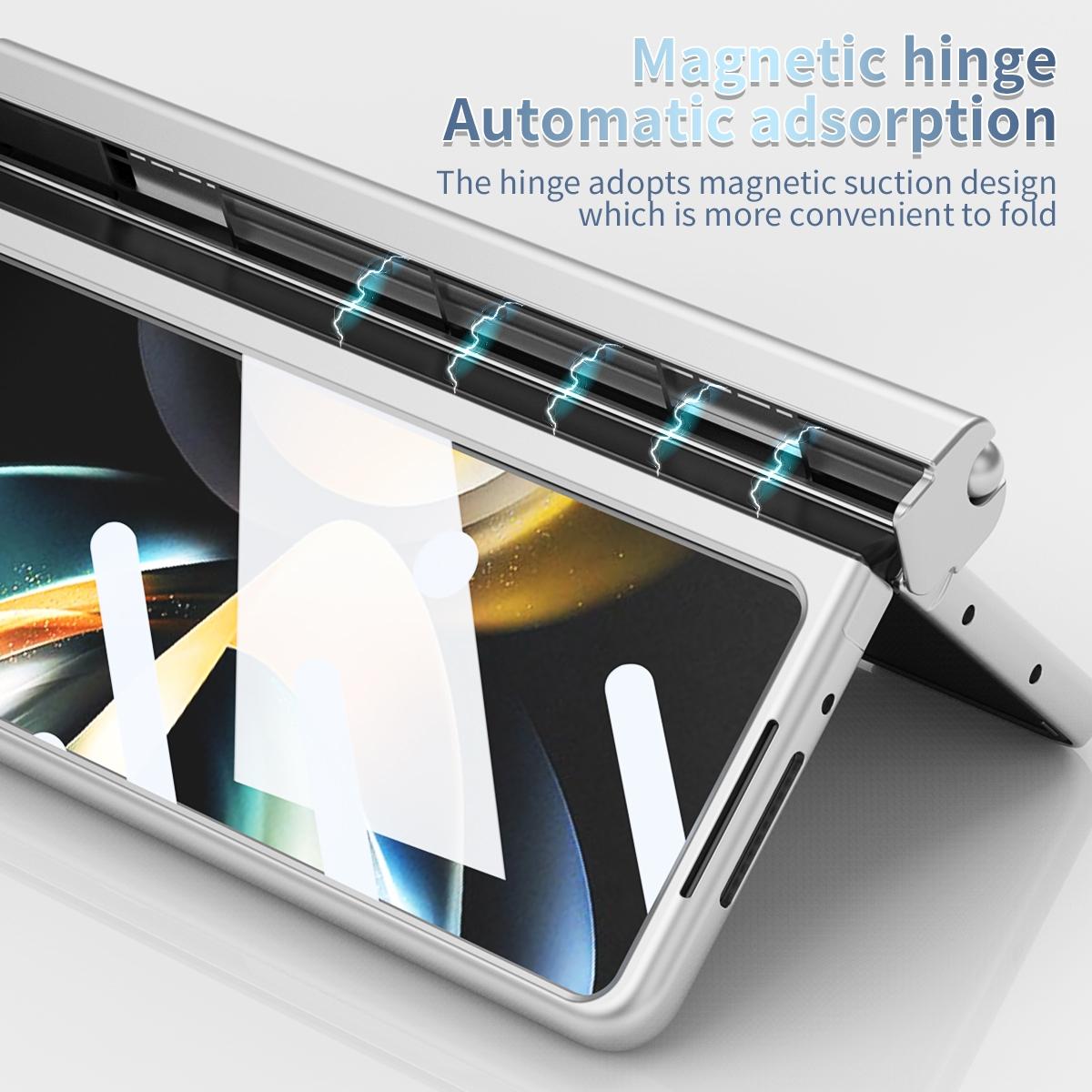 For Samsung Galaxy Z Fold4 5G Foldable Phone Case With Pen Slot - Electroplated - Blue 5