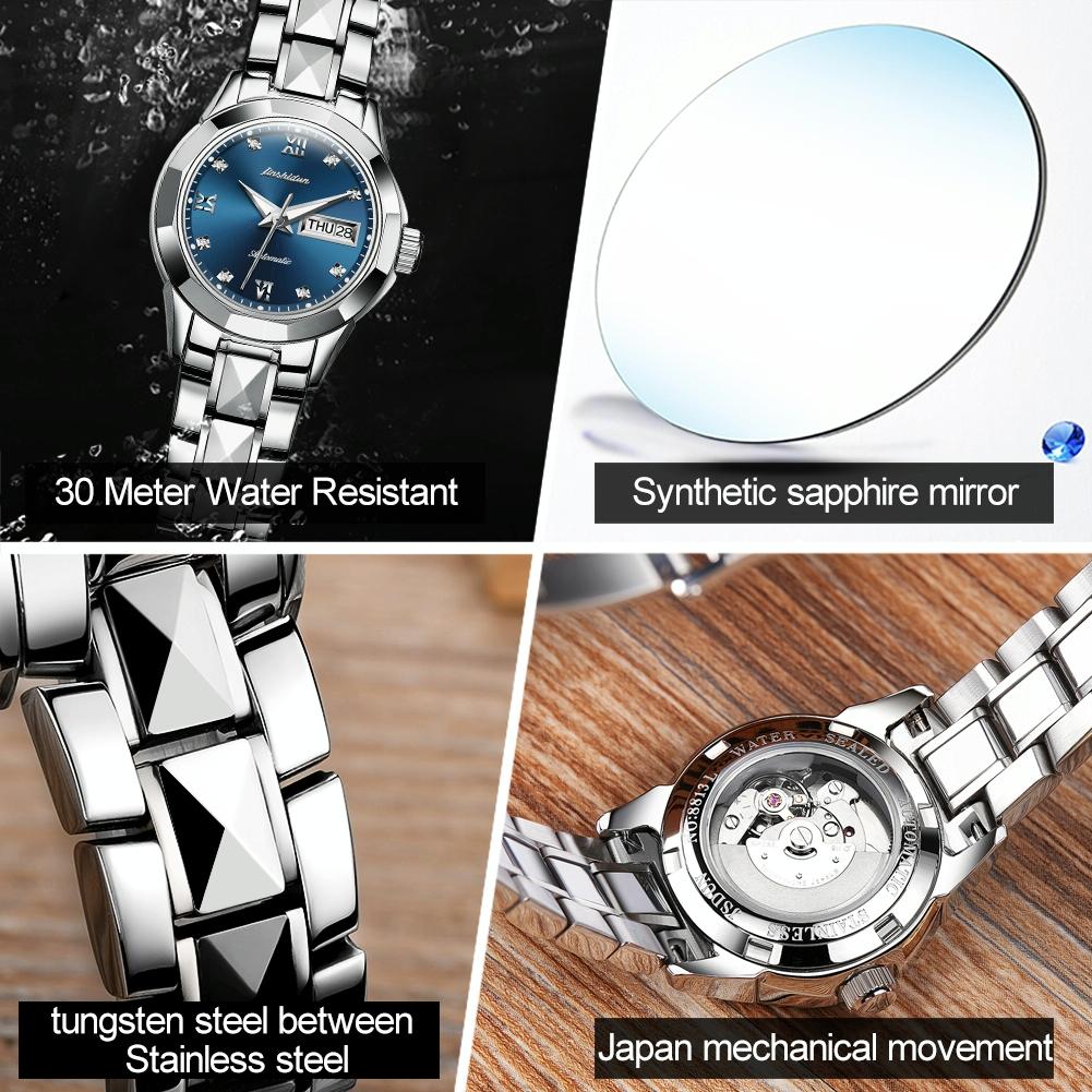Stylish Waterproof Luminous Women Automatic Watch - 8813 - Silver White 7