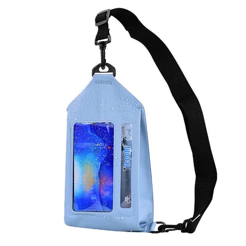Waterproof Crossbody Phone Bag Tteoobl Touch Screen Chest Bag Paste Model - Grey Blue 10