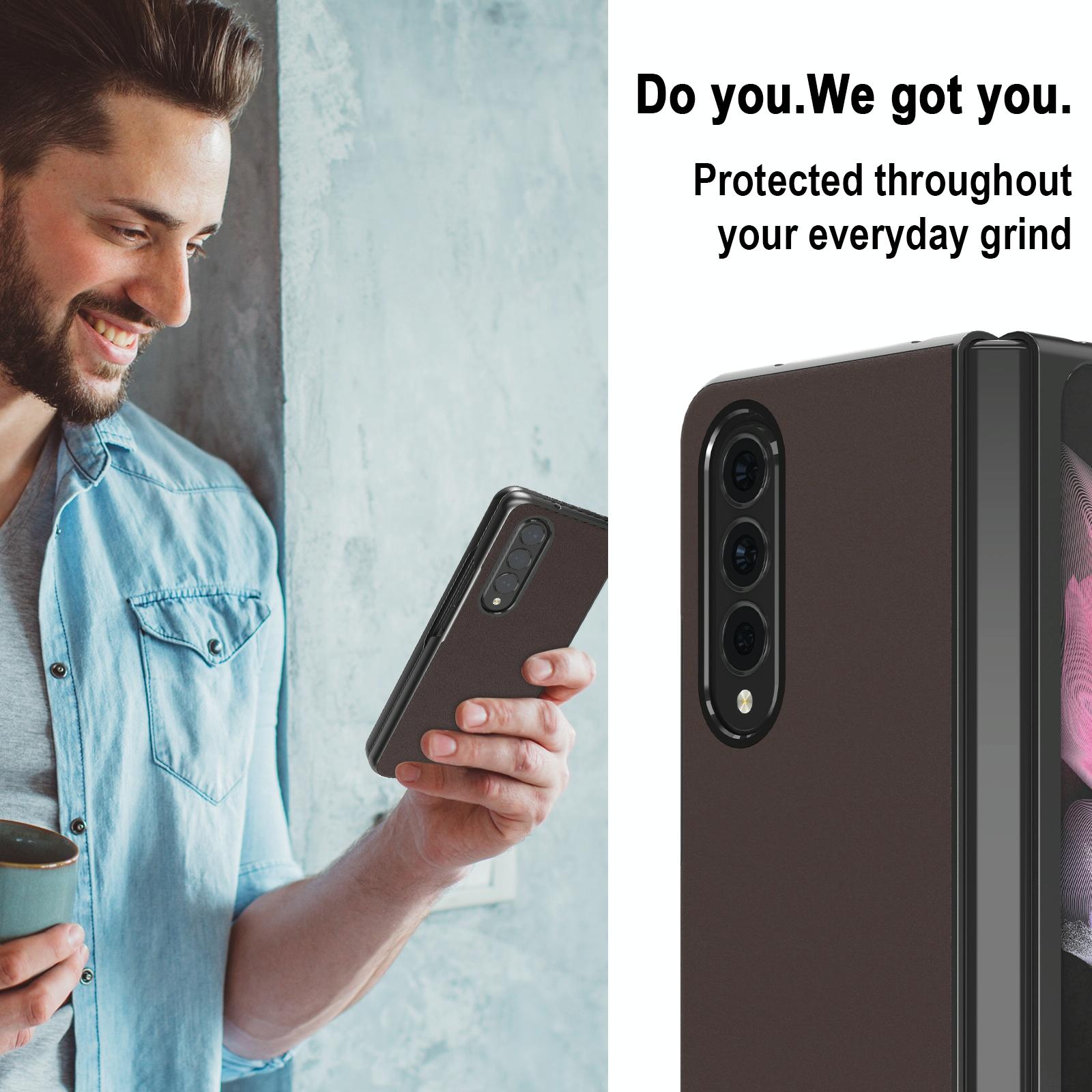 For Samsung Galaxy Z Fold4 5G Leather Shockproof Case - Blue 13