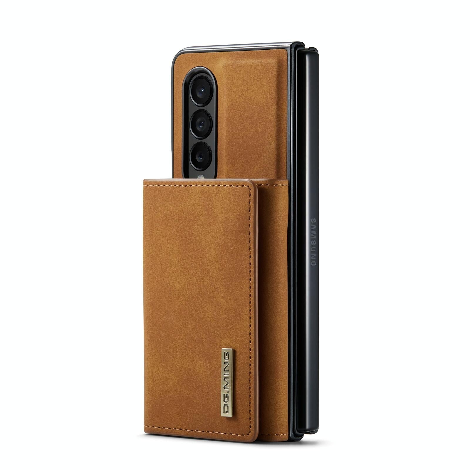 For Samsung Galaxy Z Fold4 5G Wallet Case - 3 Fold Multi Card Holder - Brown 3