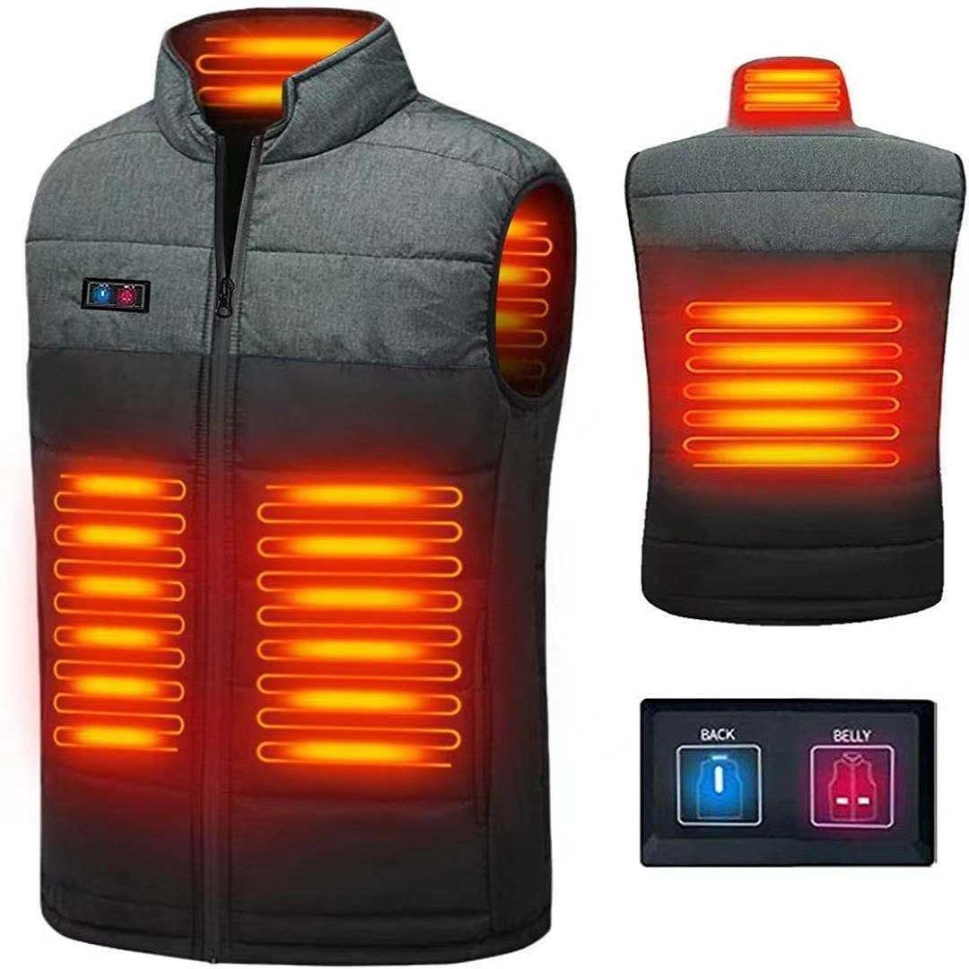 Heated Vest Electric Heating 3 Constant Temperature Warm Cotton Jacket - Red-9 Zones Heating - M 5
