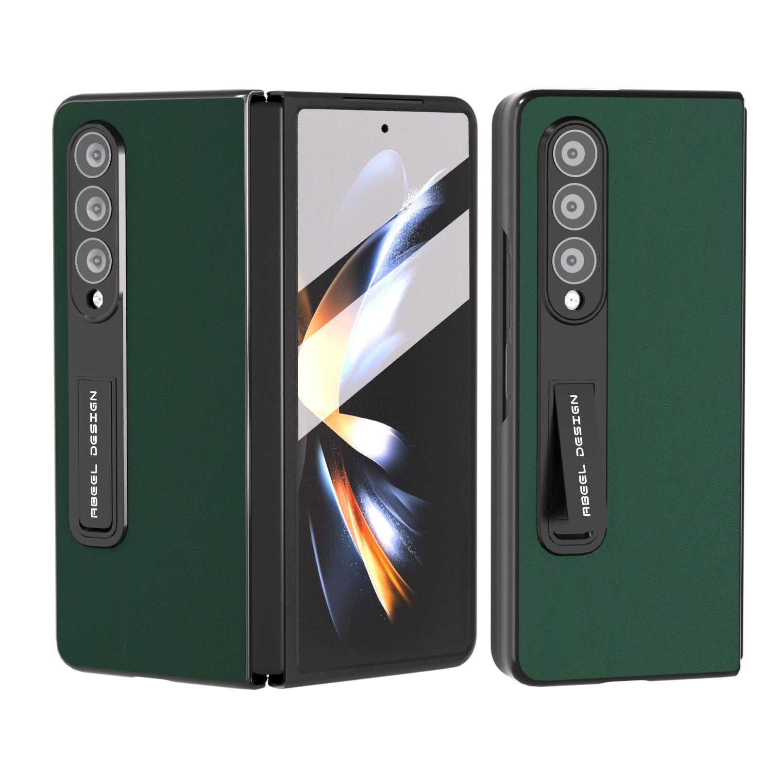 For Samsung Galaxy Z Fold4 5G Phone Case With Holder - Silky Soft Edge - Coffee 7