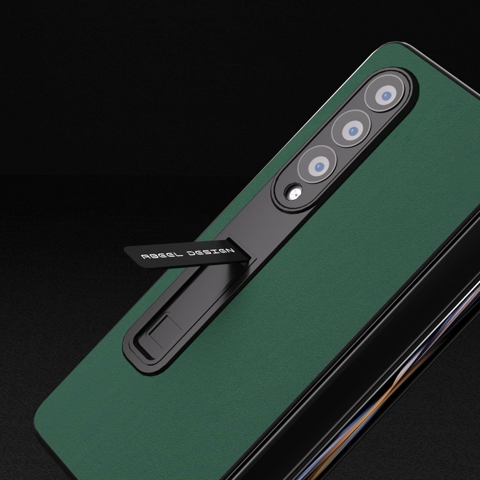 For Samsung Galaxy Z Fold4 5G Phone Case With Holder - Silky Soft Edge - Coffee 10