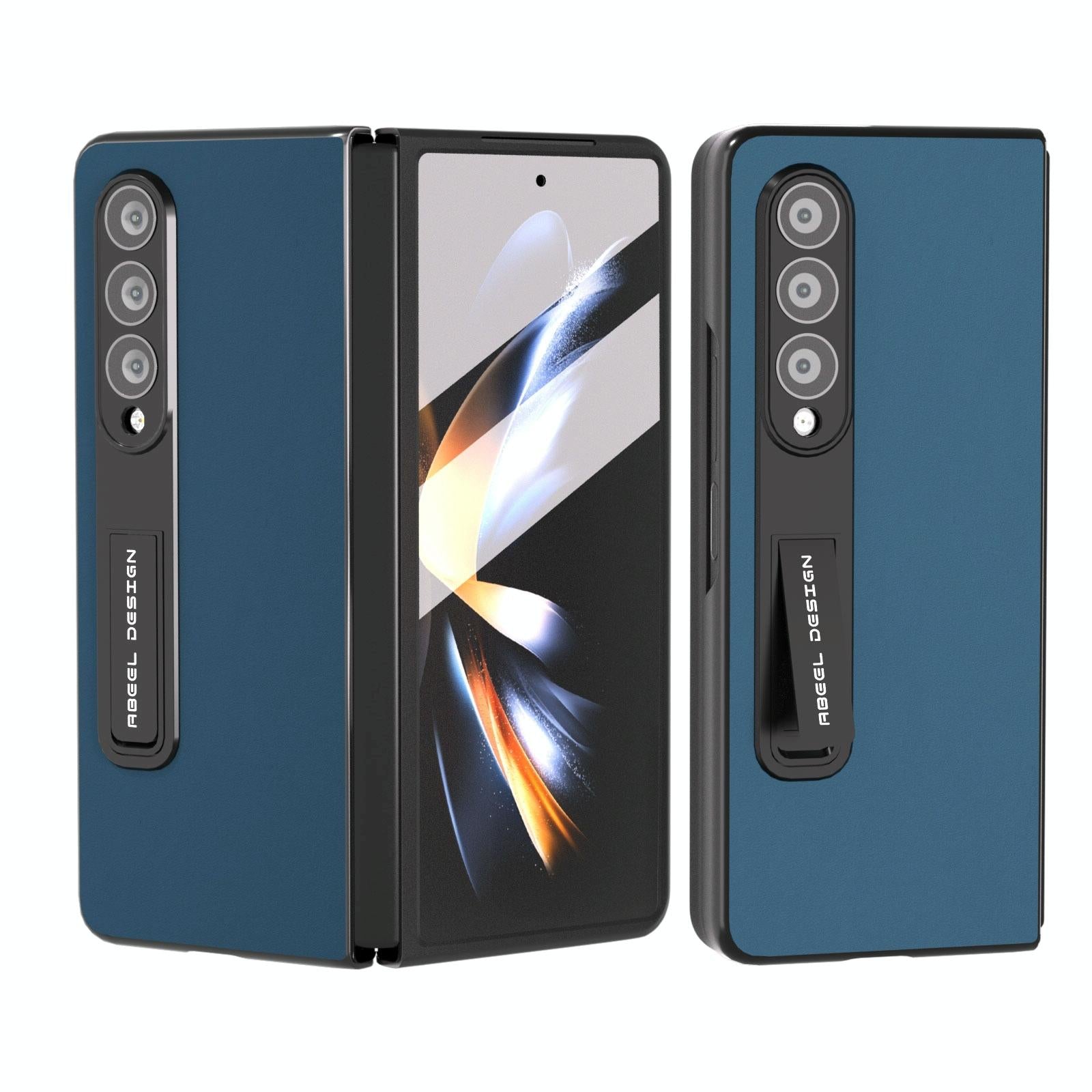 For Samsung Galaxy Z Fold4 5G Phone Case With Holder - Silky Soft Edge - Coffee 12
