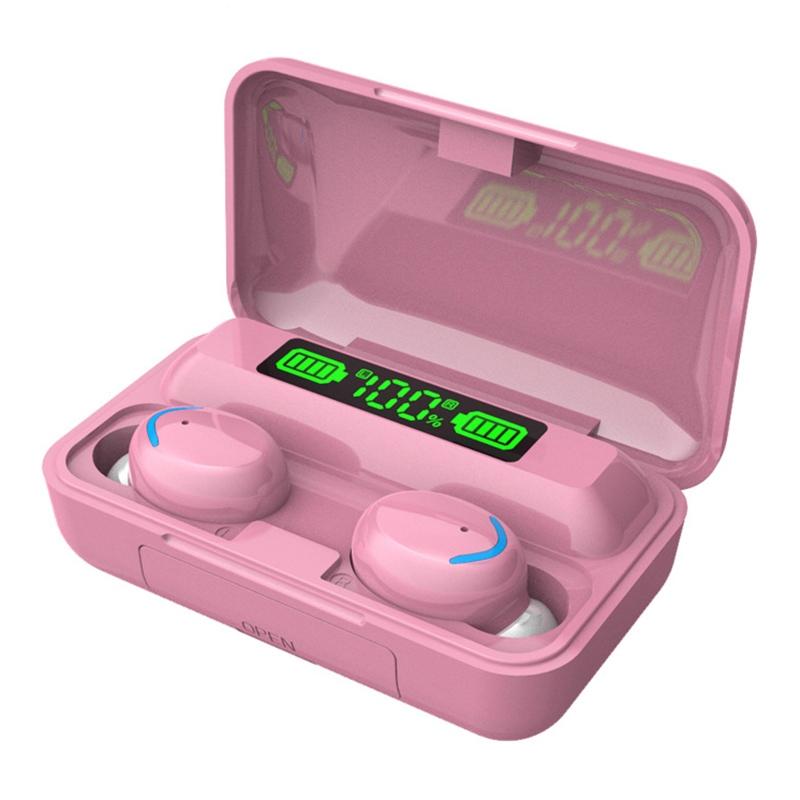 Macaron Bluetooth Earphones with Led Display and Noise Reduction - Dark Blue 11