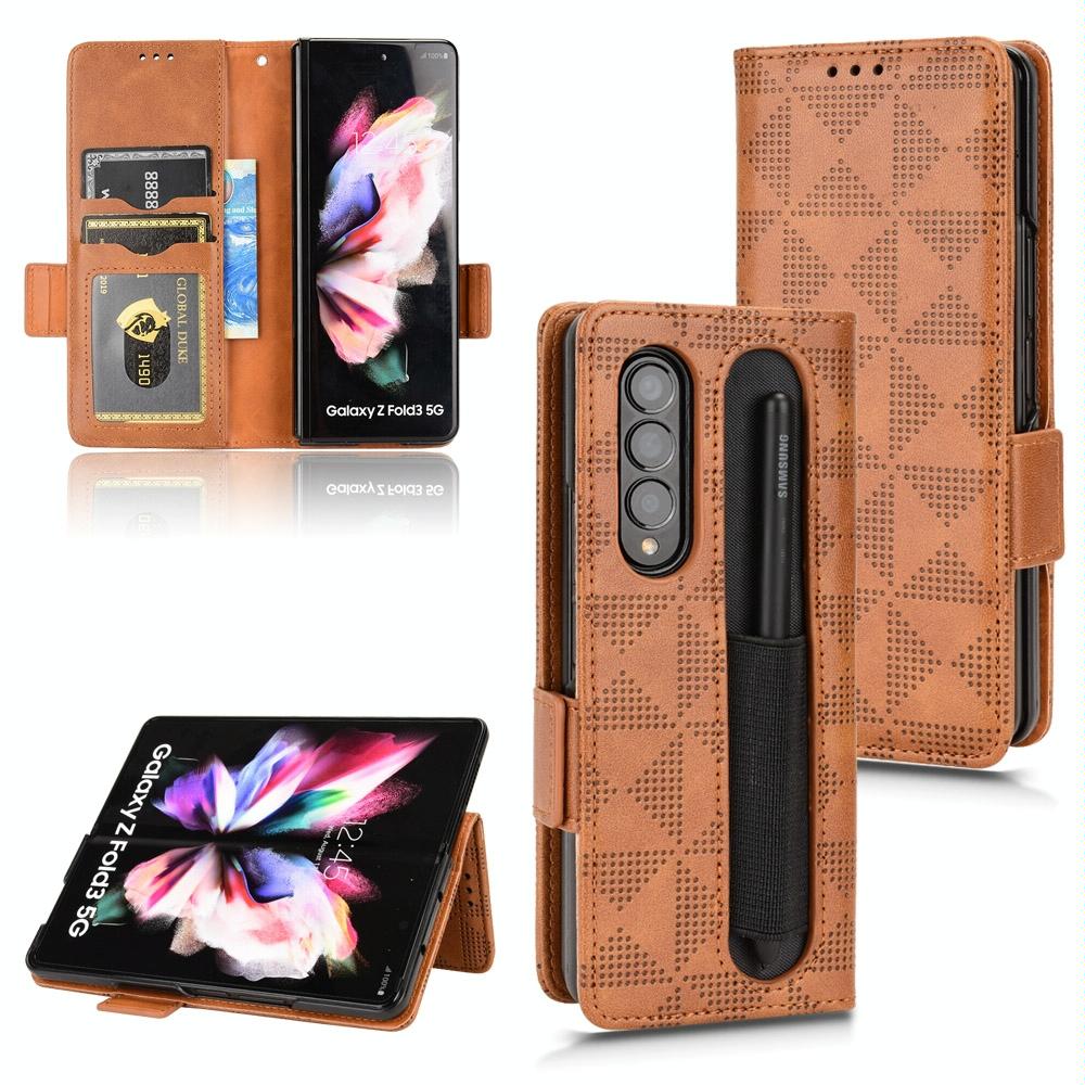 For Samsung Galaxy Z Fold4 5G Symmetrical Leather Triangle Phone Case - Purple